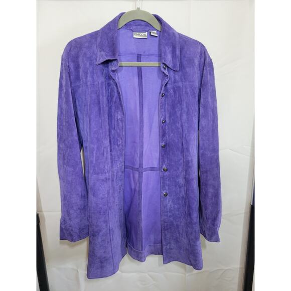 Chico's Jackets & Blazers - Chicos Purple Suede Leather Jacket | Women's Size 1
